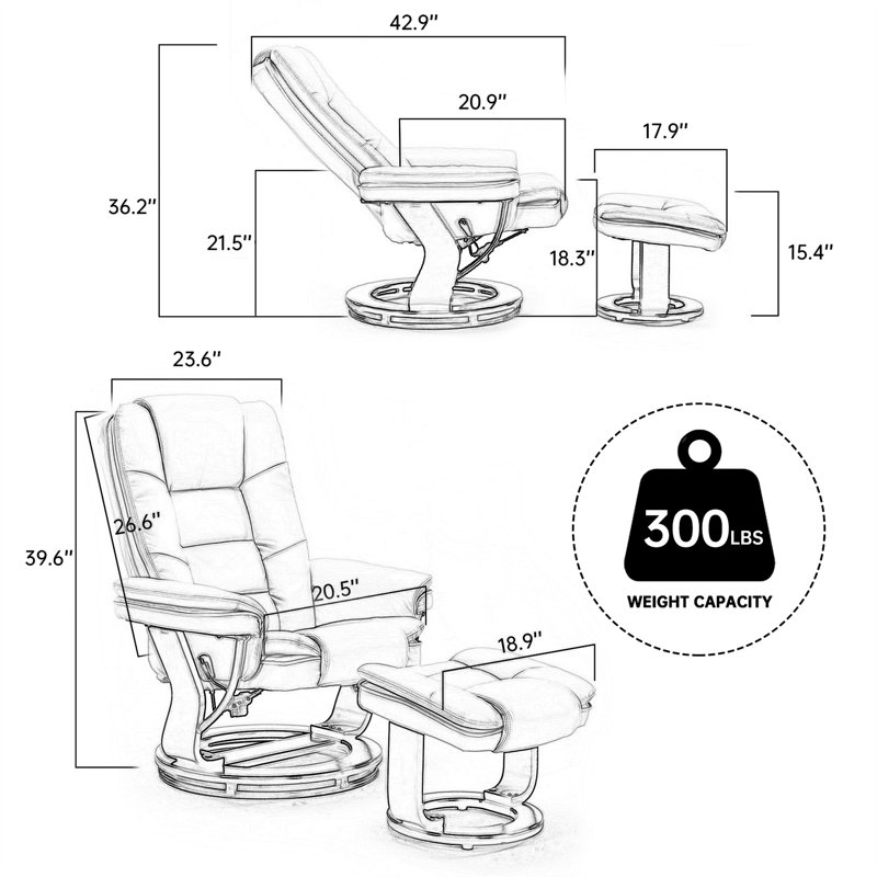 Snugway Vegan Leather Swivel Recliner with Ottoman & Reviews Wayfair